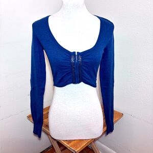 Express Crop Zip Up Long Sleeve Sweater